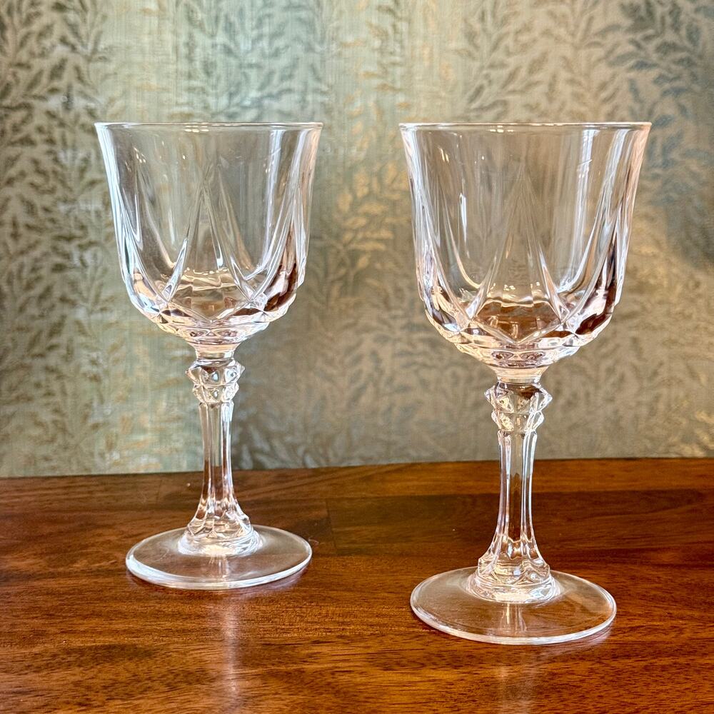 Vintage French Lead Crystal Wine Glasses Salem Stemware Set of 8